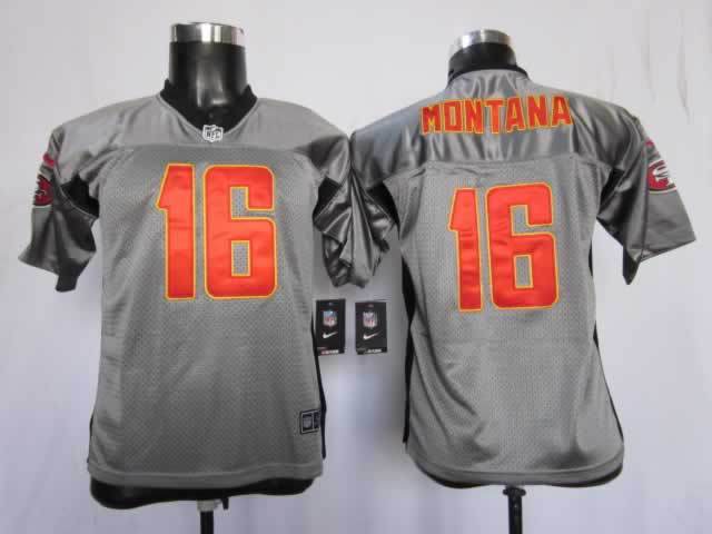Youth San Francisco 49ers #16 montana grey Nike NFL jerseys->youth nfl jersey->Youth Jersey